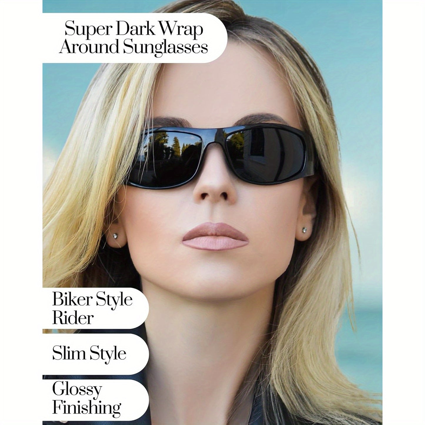 Polarized Wrap Around Sunglasses Super Dark Lens Lightweight Glossy Matte Frame Black Blue Yellow UV Protection Driving Outdoor Sports Men Women
