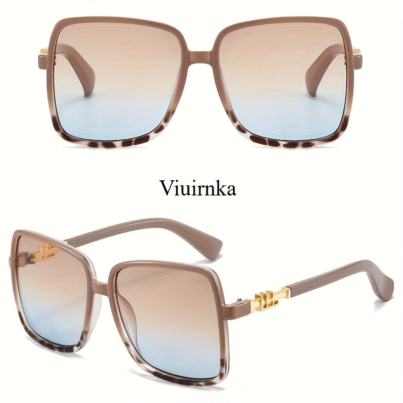 Oversized Vintage Sunglasses Unisex Two-Tone Frame Premium Fashion Eyewear Beach Vacation Travel Party Daily Wear Includes Glasses Case Men Women