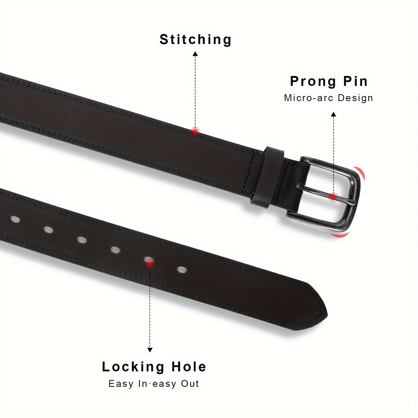Men's Full Grain Leather Belt - Classic & Fashion Work Business Casual Dress Belt, Black Tan Bourbon Brown, Single & 2-Pack Bundle, Sizes 30-50 (Waist 28"-48")
