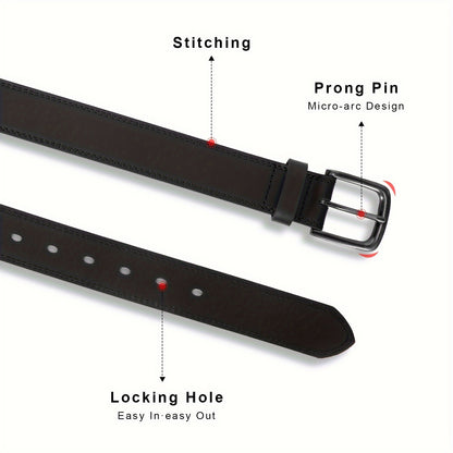Men's Full Grain Leather Belt - Classic & Fashion Work Business Casual Dress Belt, Black Tan Bourbon Brown, Single & 2-Pack Bundle, Sizes 30-50 (Waist 28"-48")