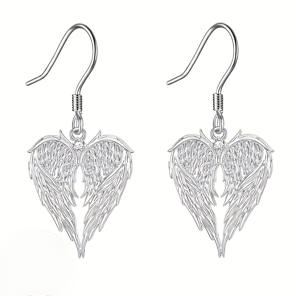 A Pair of Stylish And Elegant Angel Wings Heart-Shaped Love Pendant Earrings, Or a Heart-Shaped Pendant Necklace, Exquisite Holiday Birthday Party Memorabilia Gifts, Christmas Valentine'S Day Mother'S Day Presents, Jewelry Accessories