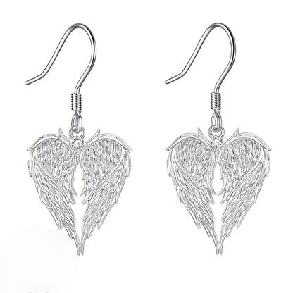 Angel Wings Heart Pendant Earrings Necklace Boho Vintage Silver Women Gift Christmas Valentine Mother's Day Birthday Party