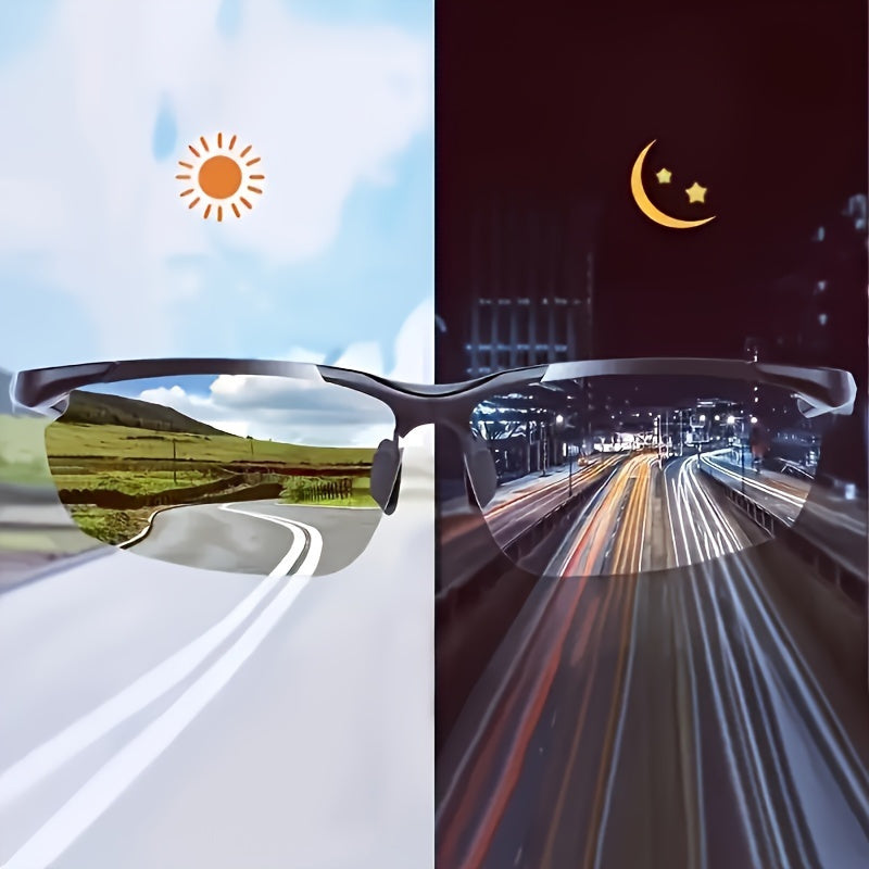 2 Pairs Aurora Night Vision Driving Glasses - Anti-Glare Half-Frame Design, Lightweight Durable PC/Plate/TAC Lenses, Unisex for Men & Women, Daily Wear & Night Driving, Gift Idea, Night Vision Glasses, Sleek Eyewear, Highquality Lenses, Casual Eyewear, Mo