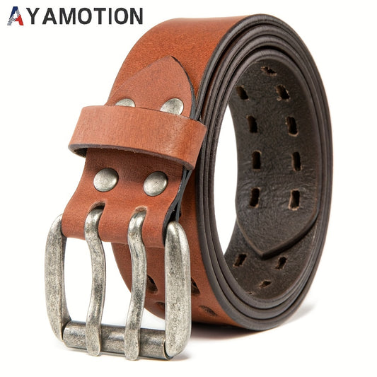 1pc Men'S Genuine Leather Casual Everyday Jeans Belts, Handmade Men Leather Belt 1/2" Wide Work Belt for Men, Christmas, Thanksgiving, Halloween, Birthday Gifts