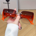 Luxury Square Frameless Y2K Fashion Glasses, Gradient UV400pcs Lenses with Lightweight Frame, Unisex Fashion for Beach/Vacation/Travel, Includes Protection Case, Novelty Holiday Accessory