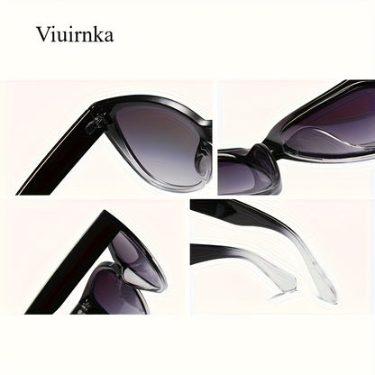 Gradient Cat Eye Sunglasses Men Women Oversized Retro Fashion Gradient Black Lens Summer Eyewear for Beach Vacation Travel Cruise Trendy Unisex Accessories Must-Have
