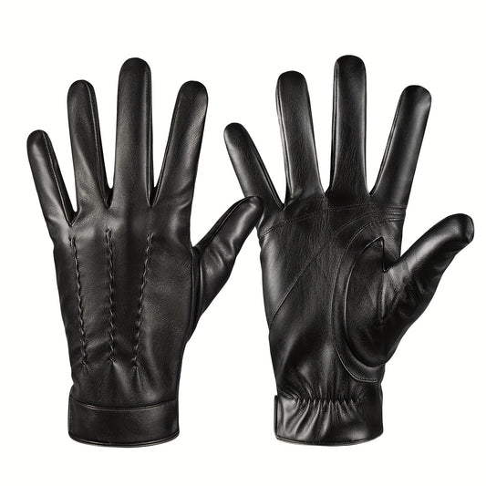 Gender-Neutral Faux Leather Gloves, Featuring a Timeless Black Style, Soft And Cozy for Everyday Use, Perfect for Motorcycle Riding And Outdoor Adventures
