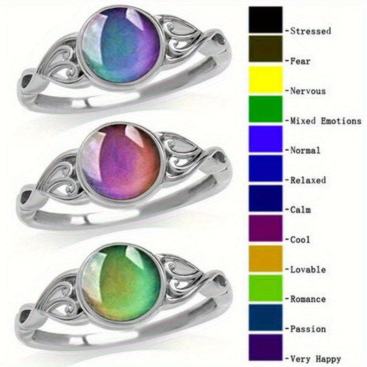 Mood Ring 925 Sterling Silver - Temperature Sensitive Color Changing Ring for Men and Women, Creative Unisex Mood Color Change Ring for Daily Wear Party Gift Sizes 6 7 8 9 Silver
