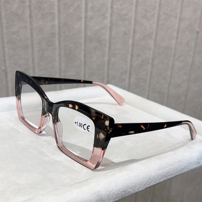Reading Glasses 4-Pack — Cat Eye Oversized Frames for Men & Women, Sturdy Spring Hinges, Fashion European Style, Strengths +100 to +400