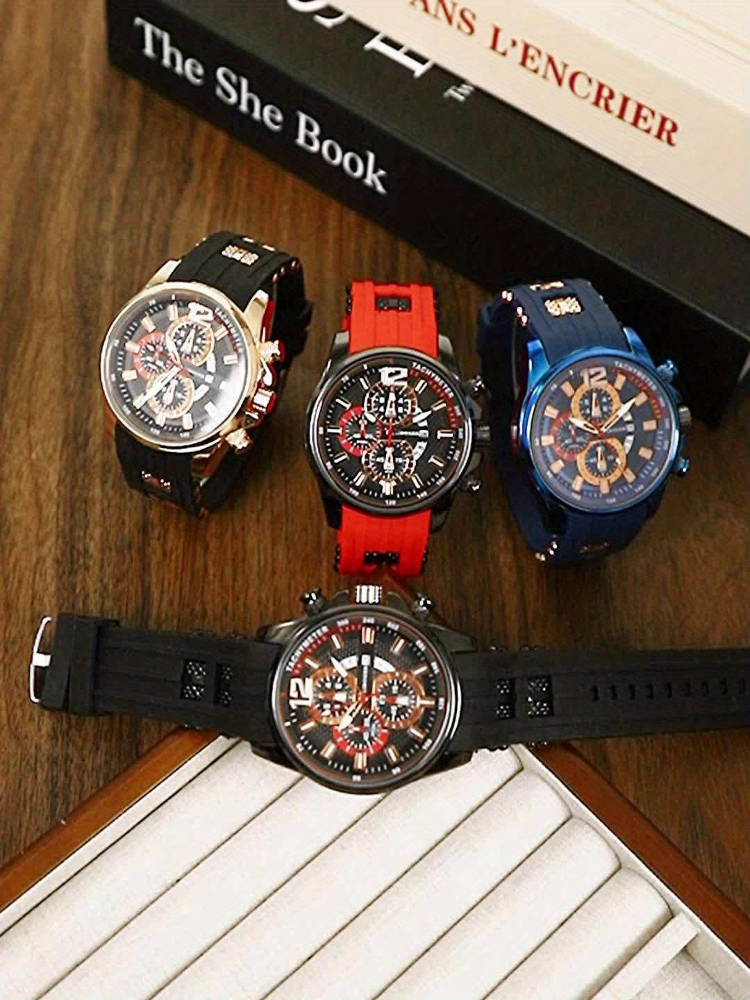 Silicone Watch for Men Fashion Casual Quartz Date Display Sport Wristwatch Sporty Design Multiple Colors Christmas Thanksgiving Gift Reloj Para Hombre