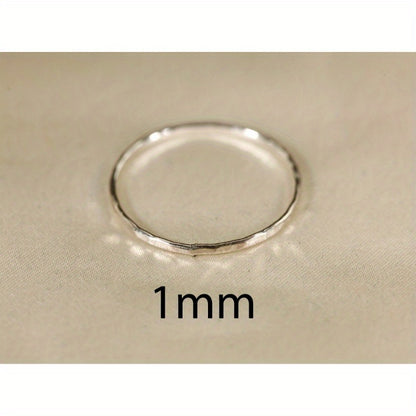 Hammered Ring S925 Sterling Silver Stackable Minimalist Textured Band Women Ring Sizes 3.5-10 Everyday Jewelry Gift for Her