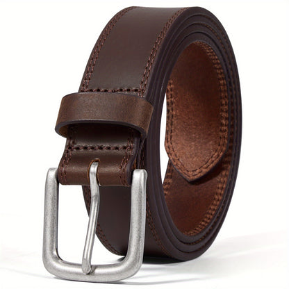 Men's Leather Belt Full Grain Handmade - Classic Dress Jeans Belt with Stainless Steel Buckle, Genuine Leather, Sizes 30-50, Gift Box Included