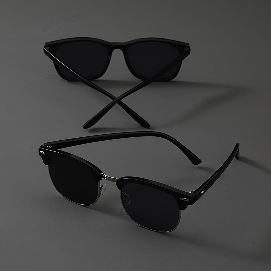 Fashion Glasses 2 Pack Square Frame Lightweight Decorative Eyewear for Men Women – Clear Non-Prescription Lens, Unisex Daily Wear Party Costume, Black Gold or Black Silver
