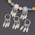 14/42pcs Of Delicate Zinc Alloy Material In Circular Shape with Feather Pendant Design, Antique Silvery Fashionable Creative Bead Frame, Suitable for Necklace, Bracelet, Anklet And Other Accessory Materials, Anklet Crafting Elements, Bracelet