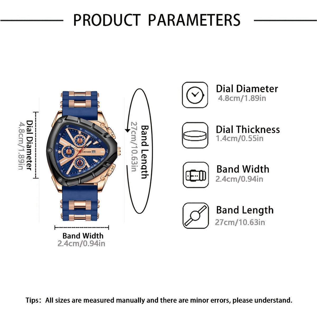 Men's Triangular Dial Quartz Watch – Unique Luxury Design, Silicone & Steel Band, Date Chronograph, Business Casual Wristwatch, Gift for Him