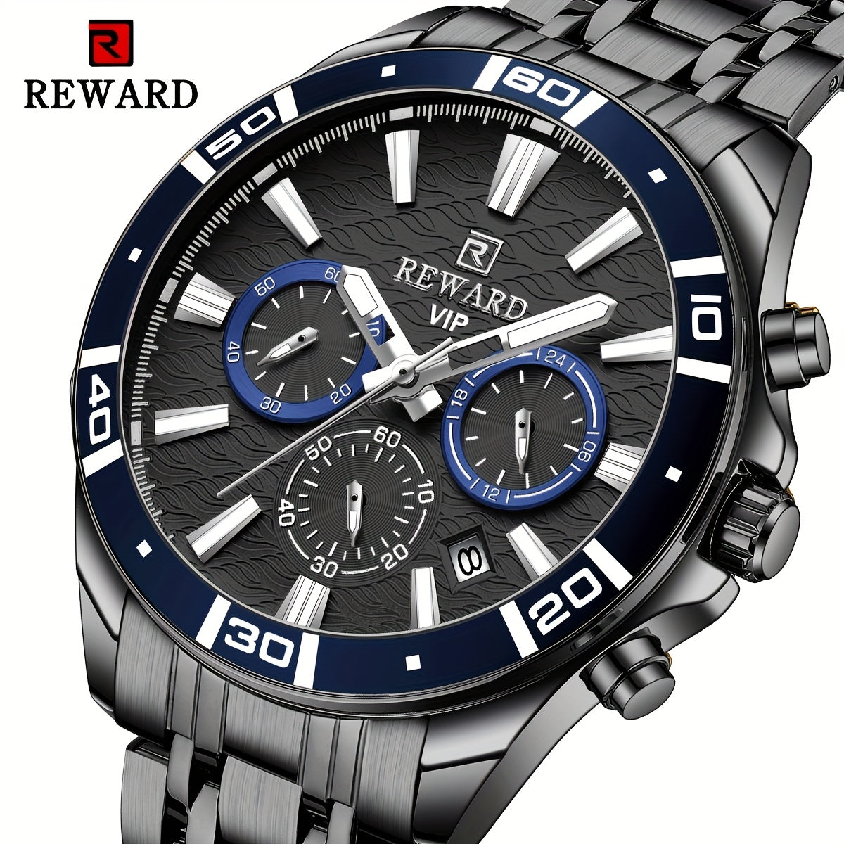 Men's Chronograph Sport Watch | Stainless Steel Quartz Wristwatch with Luminous Display, Premium Business Dress Watch for Men in Silver, Blue, Rose Gold & Black