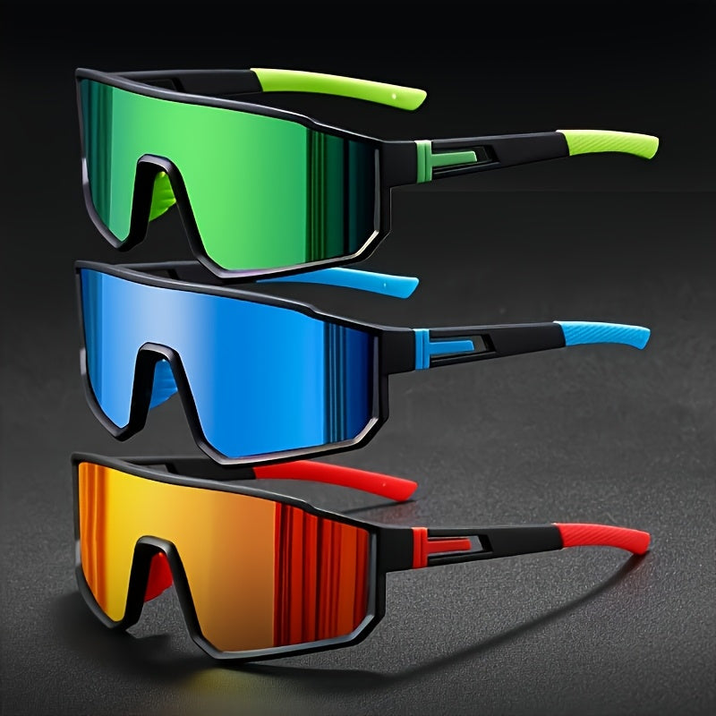 3pcs Casual PC Polycarbonate Mirrored Glasses, Fashion Glasses- Fashionable Mirrored Lens, Durable Frame for & Casual Wear, Fashionable, for Men, Women, Festival Gift Tankesi
