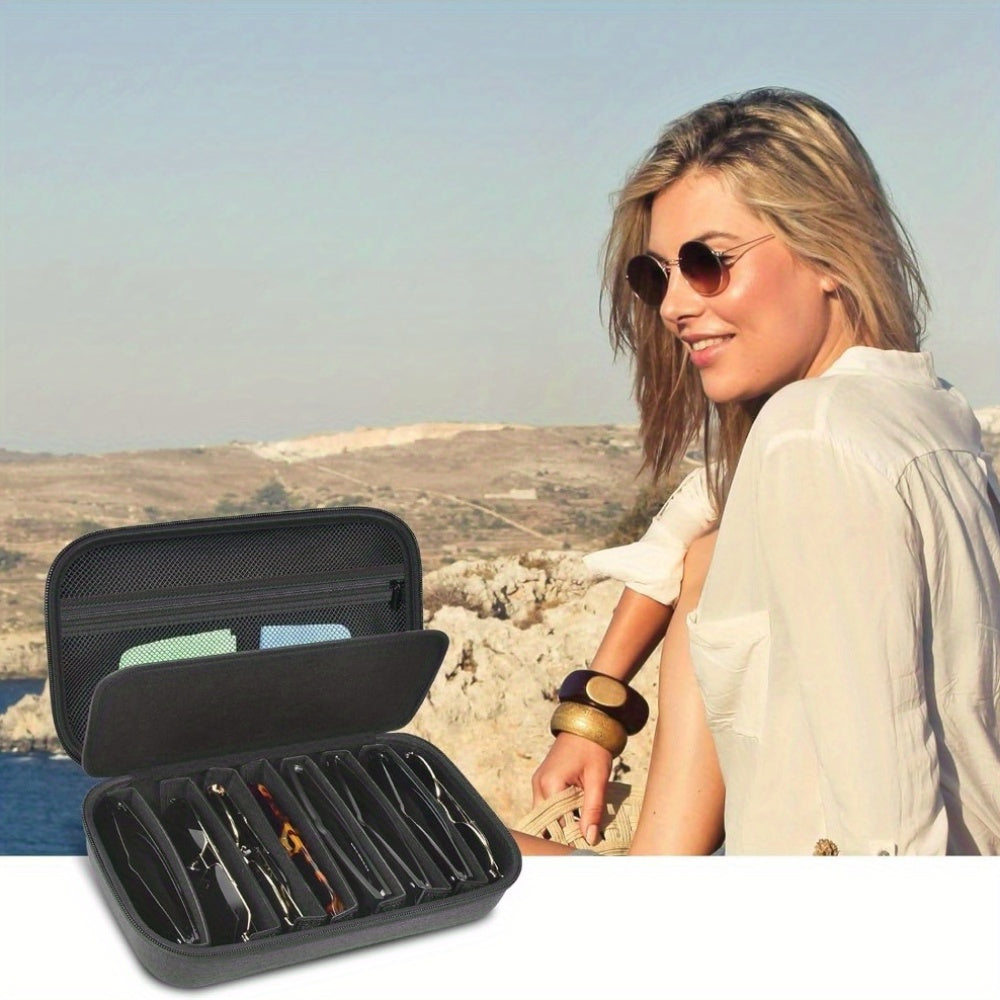 Sunglasses Organizer Case Travel Storage Bag Multi-Slot for Men Women – Portable Protective Eyewear Holder, 2 4 6 Slot & Large Options, Black Brown Grey Pink