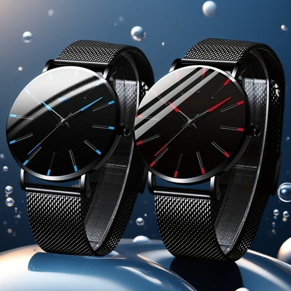2pcs/set Simple Business Casuall Daily Wear Quartz Watches, Match Different Daily Outfits, Unique Anniversary New Year Christmas Birthday Father's Day Mother's Day Gift