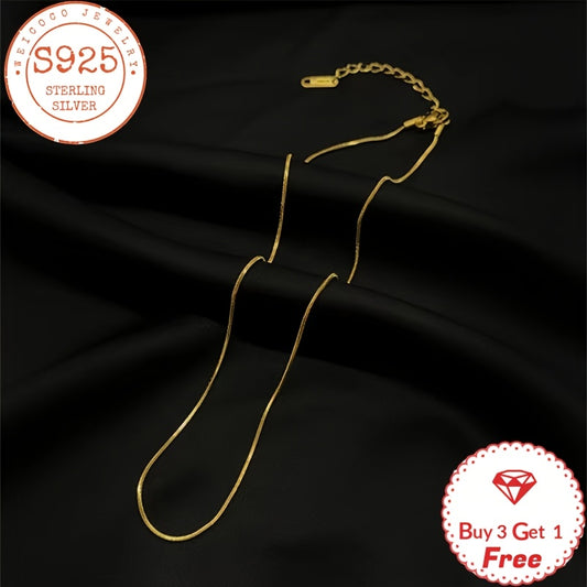 Pure Handmade, 24K gold plated 24K gold plated-plated 925 Silver 1mm Round Snake Chain, Perfect For Commemorations, Valentine'S Day, Mother'S Day, Christmas, Birthdays, Gifts For Him/her, Mother, Daughter, Comes In A Gift Box, Buy 3 Get 1 Free