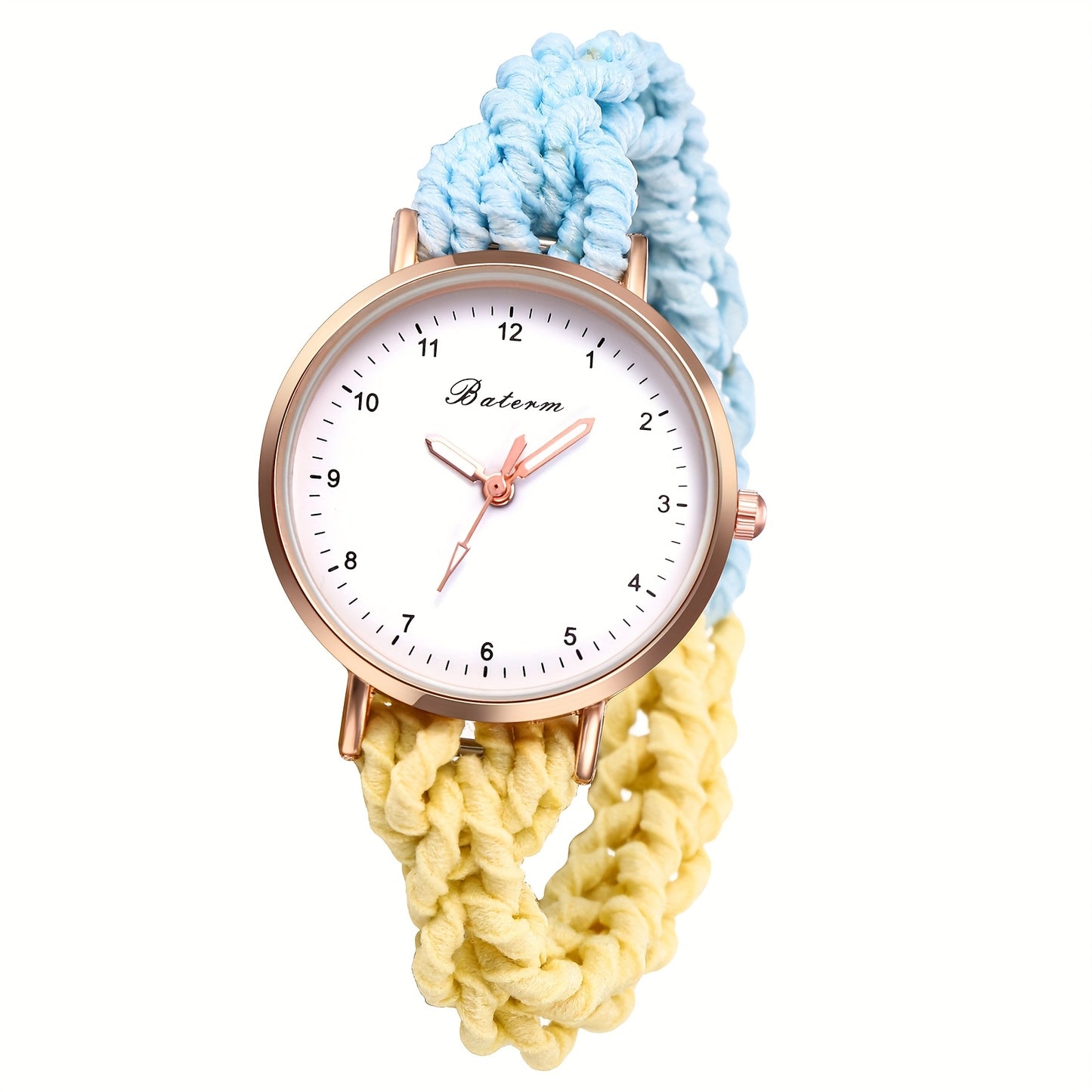 Boho Braided Cord Quartz Watch for Women — Colorful Gradient Friendship Bracelet Wristwatch, Adjustable Strap, Casual Bohemian Style Gift for Girls