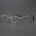 Vintage Square Frameless Glasses - Golden & Silvery Zinc Alloy, HD Transparent Lenses, Fashionable Business Look, Mature Design
