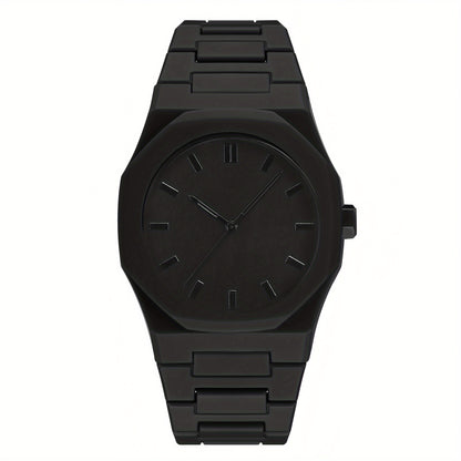 Men's Black Dial Minimalist Quartz Watch - Classic Casual Sport Wristwatch for Men, Durable Everyday Analog Timepiece, Sleek Simple Design Gift for Him