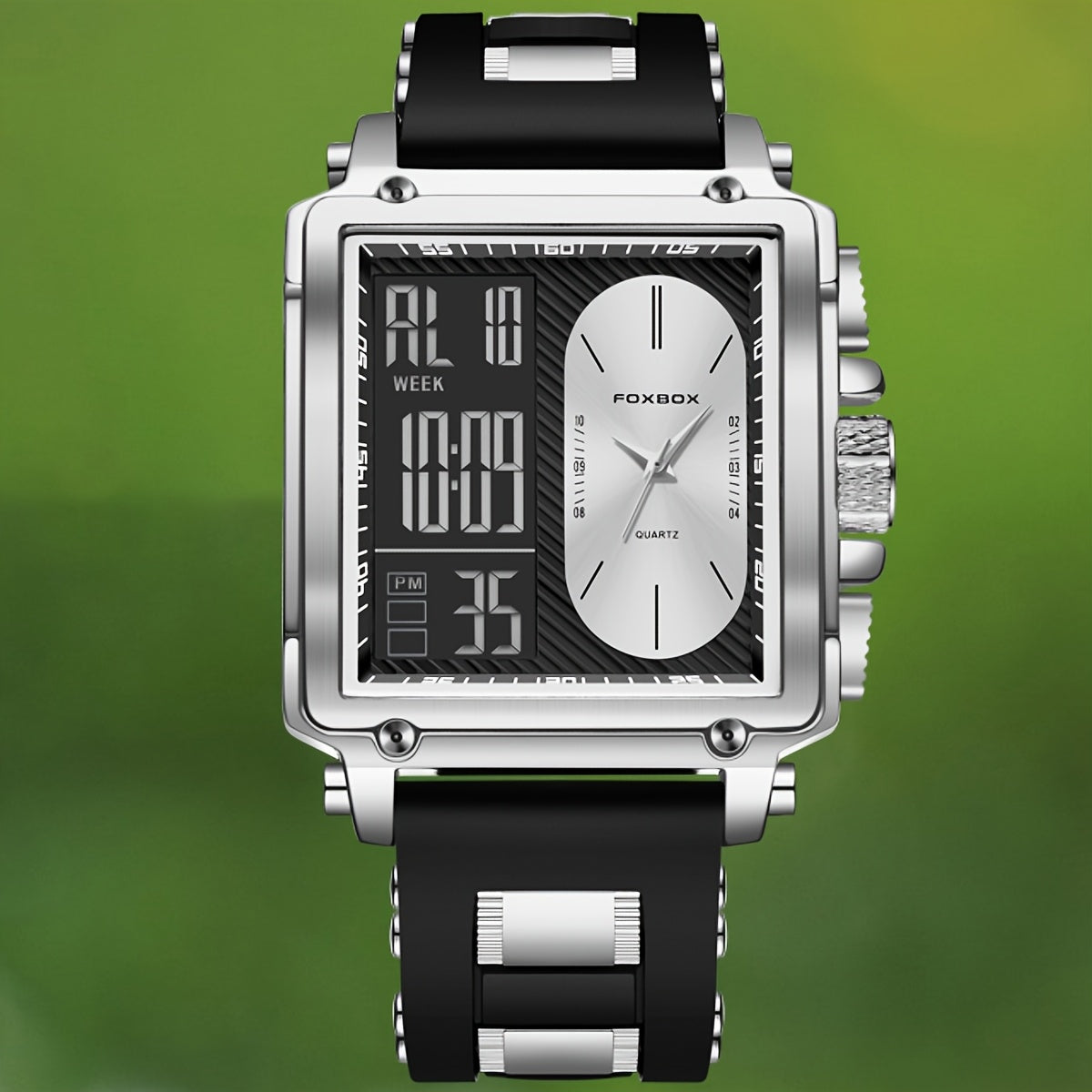 LIGE Men's Luxury Chronograph Watch - Dual Display Quartz Business Wristwatch with World Time, Stopwatch, Date & Square Face, Multi-Function Men's Watch