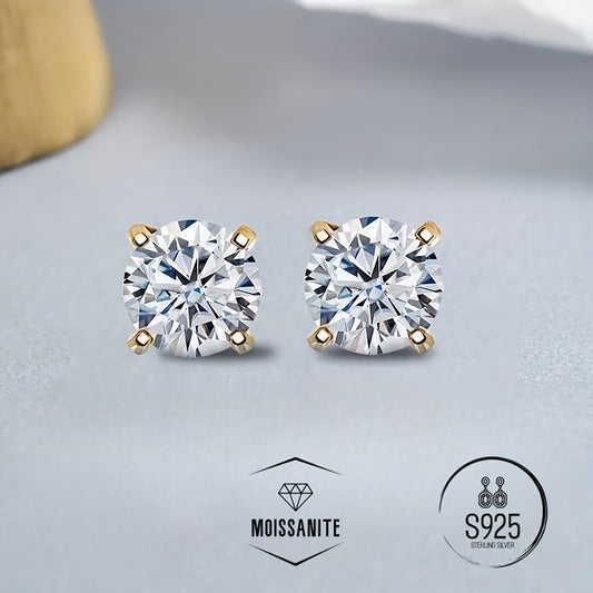 Elegant Moissanite Earrings For, Women, Men, 0.5/1/2Ct D Color VVS1 Clarity Brilliant Round Cut Moissanite, with S925 Sterling Silver 1.0/1.2/1.8G, Hand-Made Top-Tier Quality, Ideal Gifts for Wedding, Birthday, Mother, Daughter