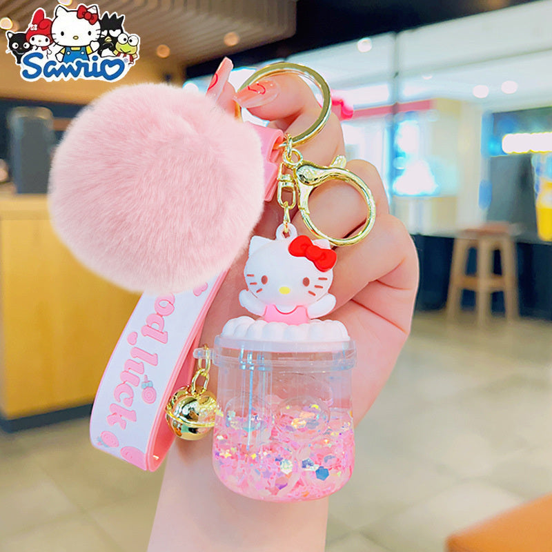 10pcs Sanrio Hello Kitty And Kuromi Keychains, Cartoon Cute Glitter Key Rings, Bag Pendants, Car Key Fobs, Plus Bright Balls More Eye-Catching, Set of Keychains, Key Rings, Pendants, Additions, Suitable for Women'S Exquisite Holiday, Birthday Small