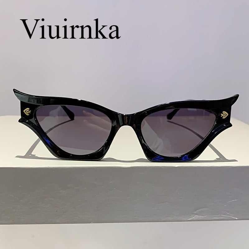 Cat Eye Sunglasses for Women – Black Retro Wide Rim Bold Statement Eyewear for Party, Beach, Vacation, Travel & Cruise, Halloween Christmas Gift Idea