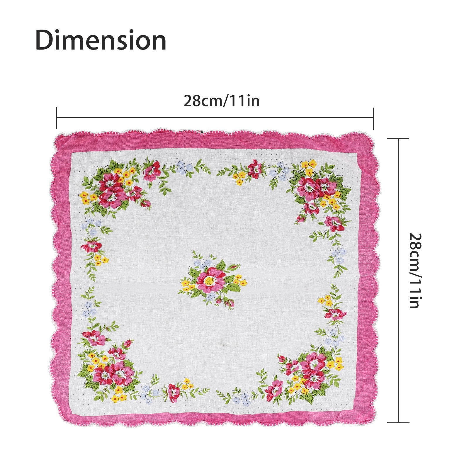20/40/60pcs Women's Handkerchiefs, 11" Cotton Hankies, Vintage Floral Print Square Hanky, Random Color Handkerchief for Ladies, for Daily Use, Crafts, Weddings, Mother's Day, Festival, Holiday Gifts