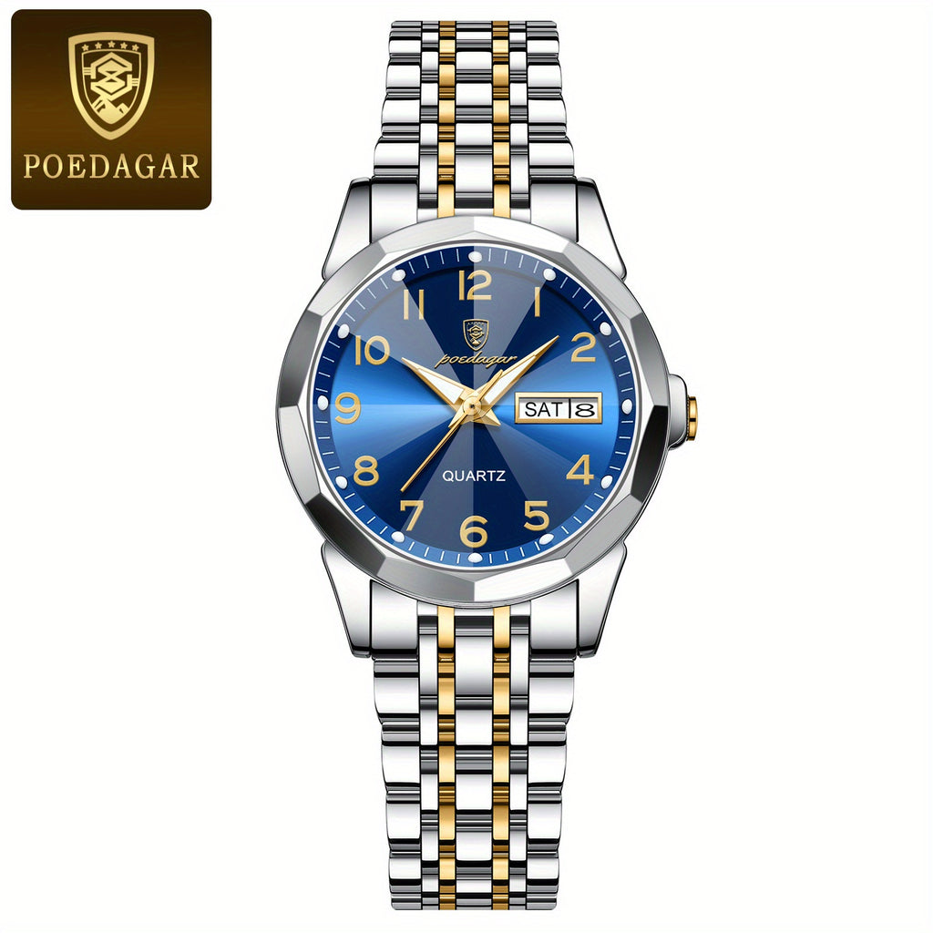 POEDAGAR 3078 Ladies' Fashion Watch, 3ATM, Casual Style, Stainless Steel Band