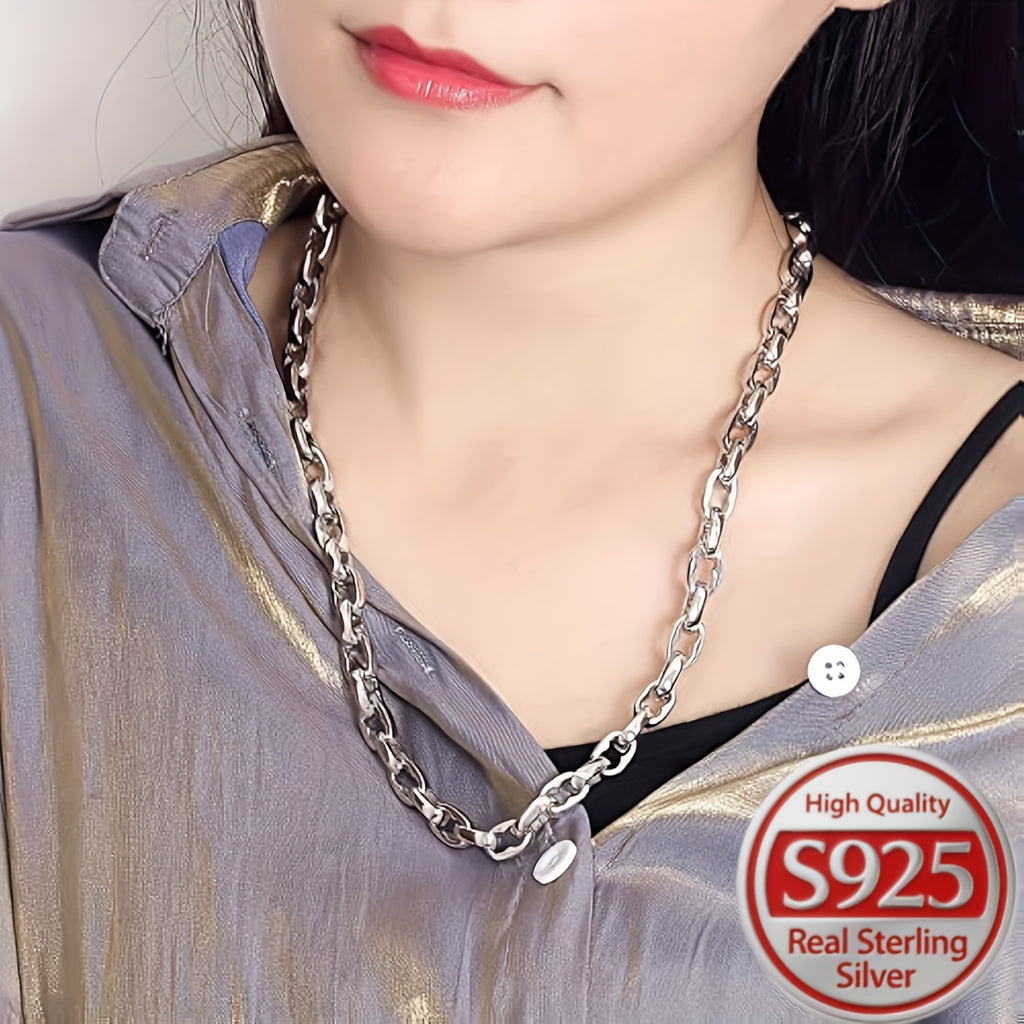 925 Sterling Silver, Thick O-Shaped Necklace, Suitable for Both Men And Women, Independently Designed by a Studio, an Unusual Accessory, Hypoallergenic, Anniversary, School Opening Gift, Perfect Valentine'S Day Gift, for Girlfriend, for Boyfriend