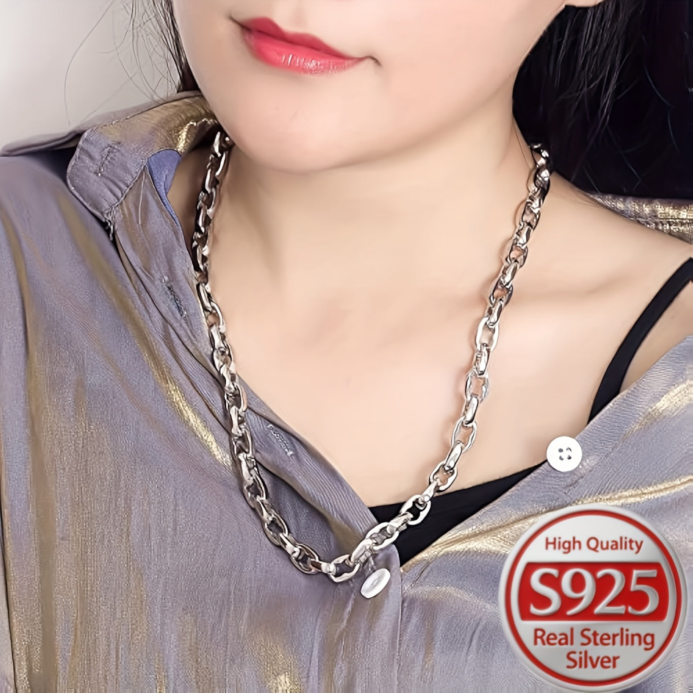 925 Sterling Silver, Thick O-Shaped Necklace, Suitable for Both Men And Women, Independently Designed by a Studio, an Unusual Accessory, Hypoallergenic, Anniversary, School Opening Gift, Perfect Valentine'S Day Gift, for Girlfriend, for Boyfriend