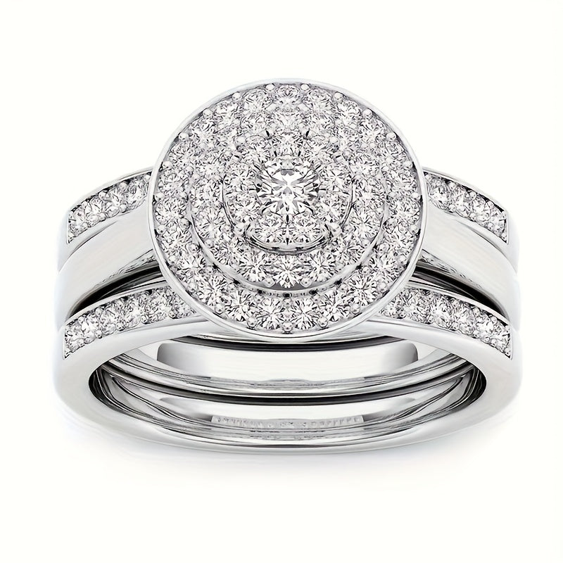 9pcs Classic Princess Bridal Engagement And Wedding Ring Set with Synthetic Zirconia Rings for Perfect Daily Women'S Clothing Matching Jewelry Additions Gifts for Girlfriend And Wife