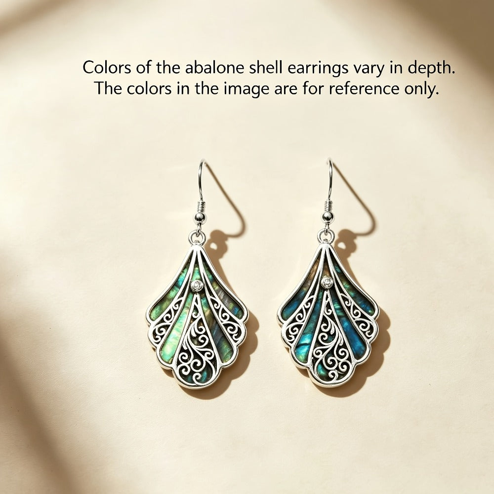 Dangle Earrings for Women - Abalone Shell Drop 925 Sterling Silver Hollow Bohemian for Boho Beach - product detail view 5