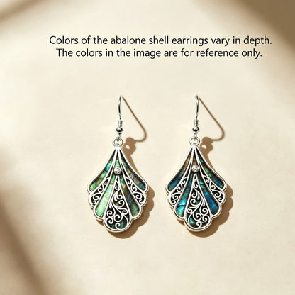 Dangle Earrings for Women - Abalone Shell Drop 925 Sterling Silver Hollow Bohemian for Boho Beach - product detail view 5