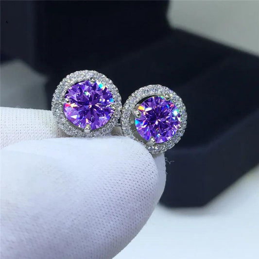 Dangle Earrings for Women - Birthstone Ear Hook Colorful Gemstone Drop for Men White Amethyst Yellow - main product view