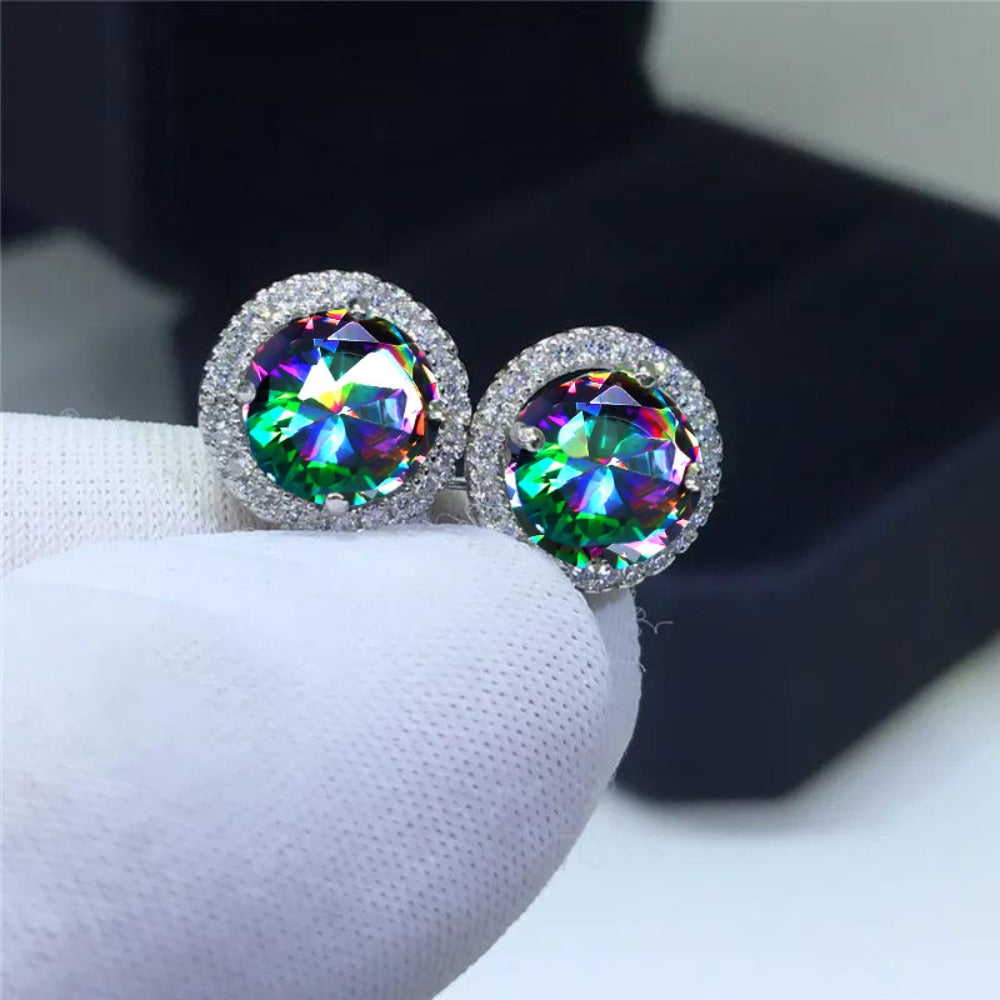 Dangle Earrings for Women - Birthstone Ear Hook Colorful Gemstone Drop for Men White Amethyst Yellow - product detail view 12