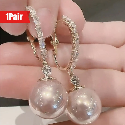 Dangle Earrings for Women - Boho Cubic Zirconia Round Pendant for & Teens - Sparkling Geometric Drop - main product view