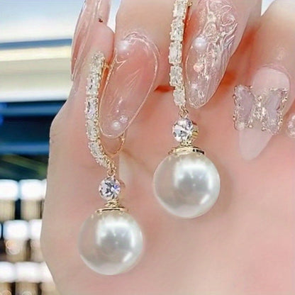 Dangle Earrings for Women - Boho Cubic Zirconia Round Pendant for & Teens - Sparkling Geometric Drop - product detail view 3