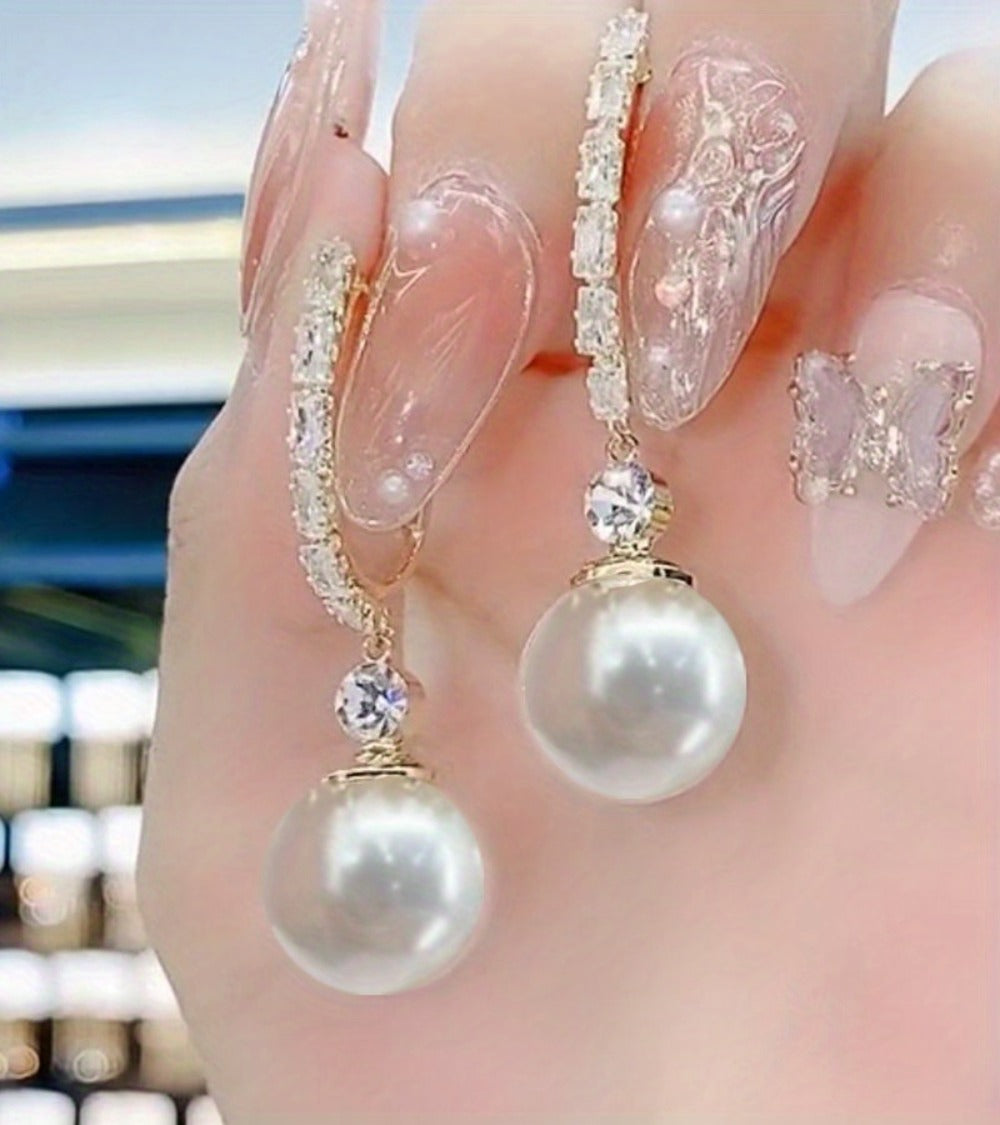 Dangle Earrings for Women - Boho Cubic Zirconia Round Pendant for & Teens - Sparkling Geometric Drop - product detail view 9