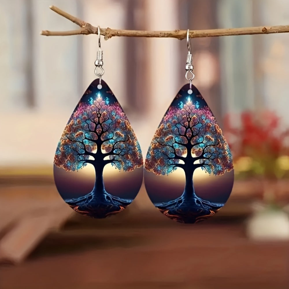 Dangle Earrings for Women - Boho Teardrop Drop Set 4 Pairs - Rainbow Gradient Acrylic Faux Marble - product detail view 5