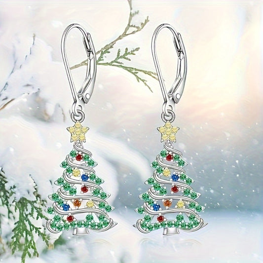 Dangle Earrings for Women - Christmas Tree Drop, Colorful Holiday Dangles - main product view