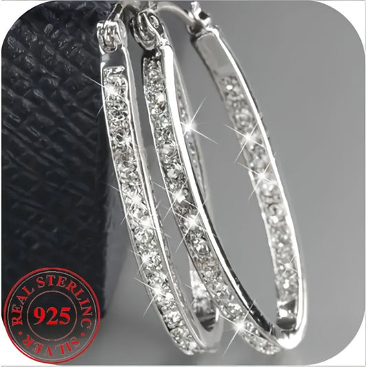 Dangle Earrings for Women - Drop 925 Sterling Silver Large Shiny Cubic Zirconia CZ Statement for - main product view
