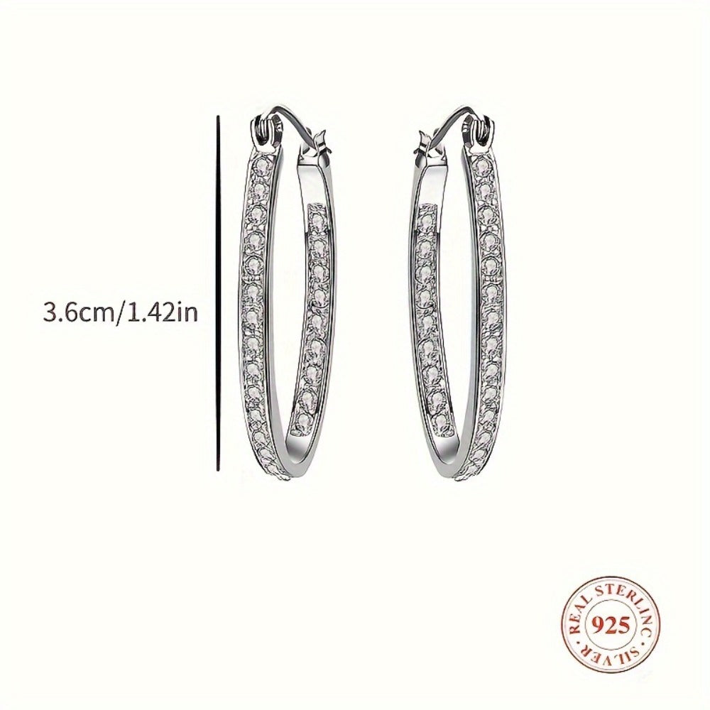 Dangle Earrings for Women - Drop 925 Sterling Silver Large Shiny Cubic Zirconia CZ Statement for - product detail view 4