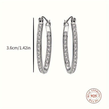 Dangle Earrings for Women - Drop 925 Sterling Silver Large Shiny Cubic Zirconia CZ Statement for - product detail view 4