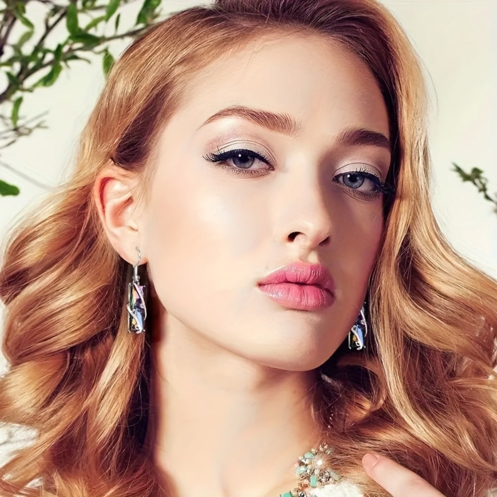 Dangle Earrings for Women - Earring Set 12 Pairs Moonstone Cat Eye Water Drop Pendant for Boho Elegant - product detail view