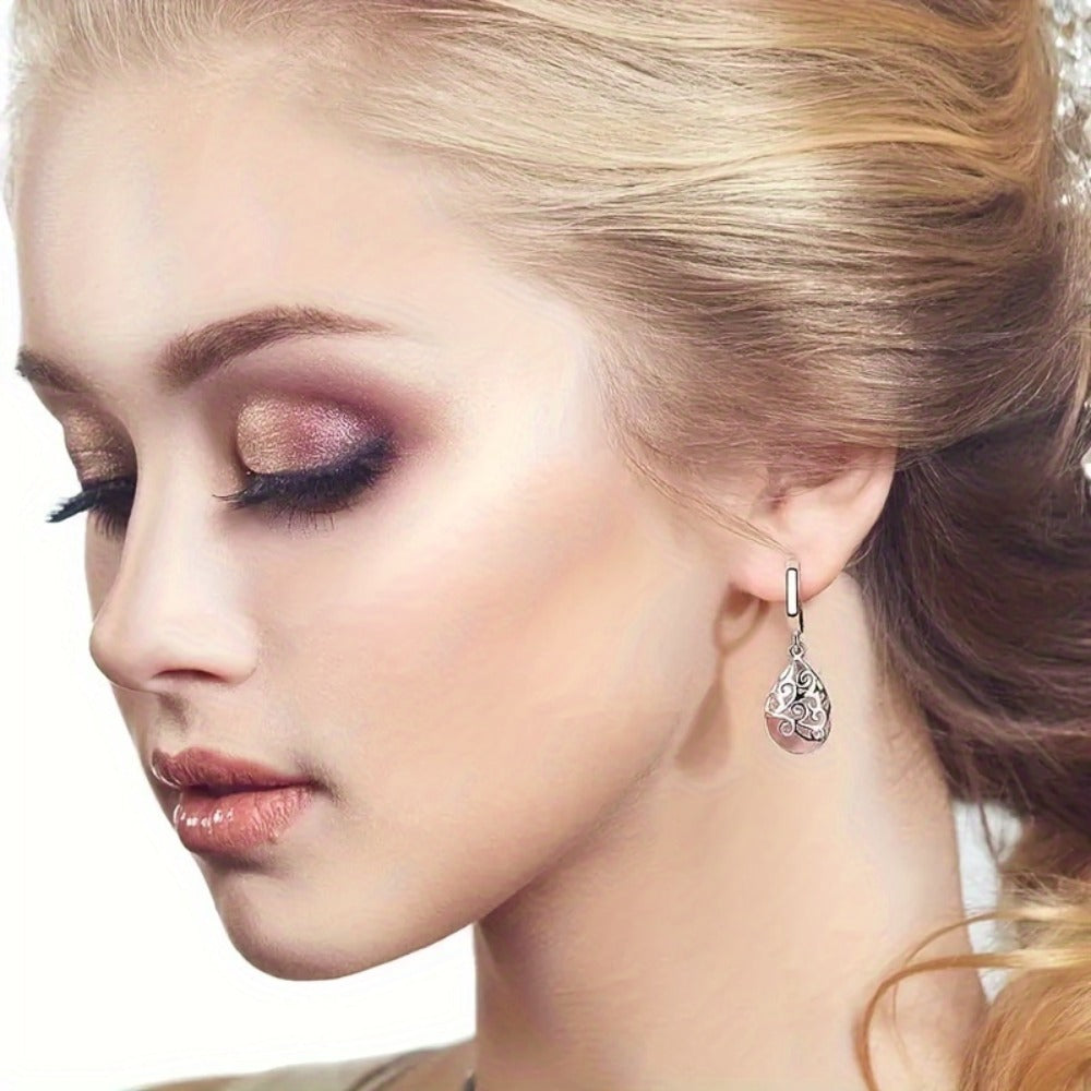 Dangle Earrings for Women - Earring Set 12 Pairs Moonstone Cat Eye Water Drop Pendant for Boho Elegant - product detail view